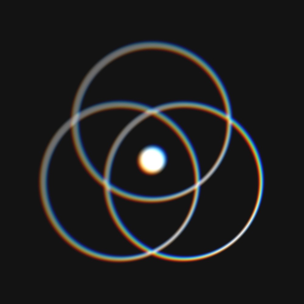 Abstract icon showing relationships between circles in a dynamic row