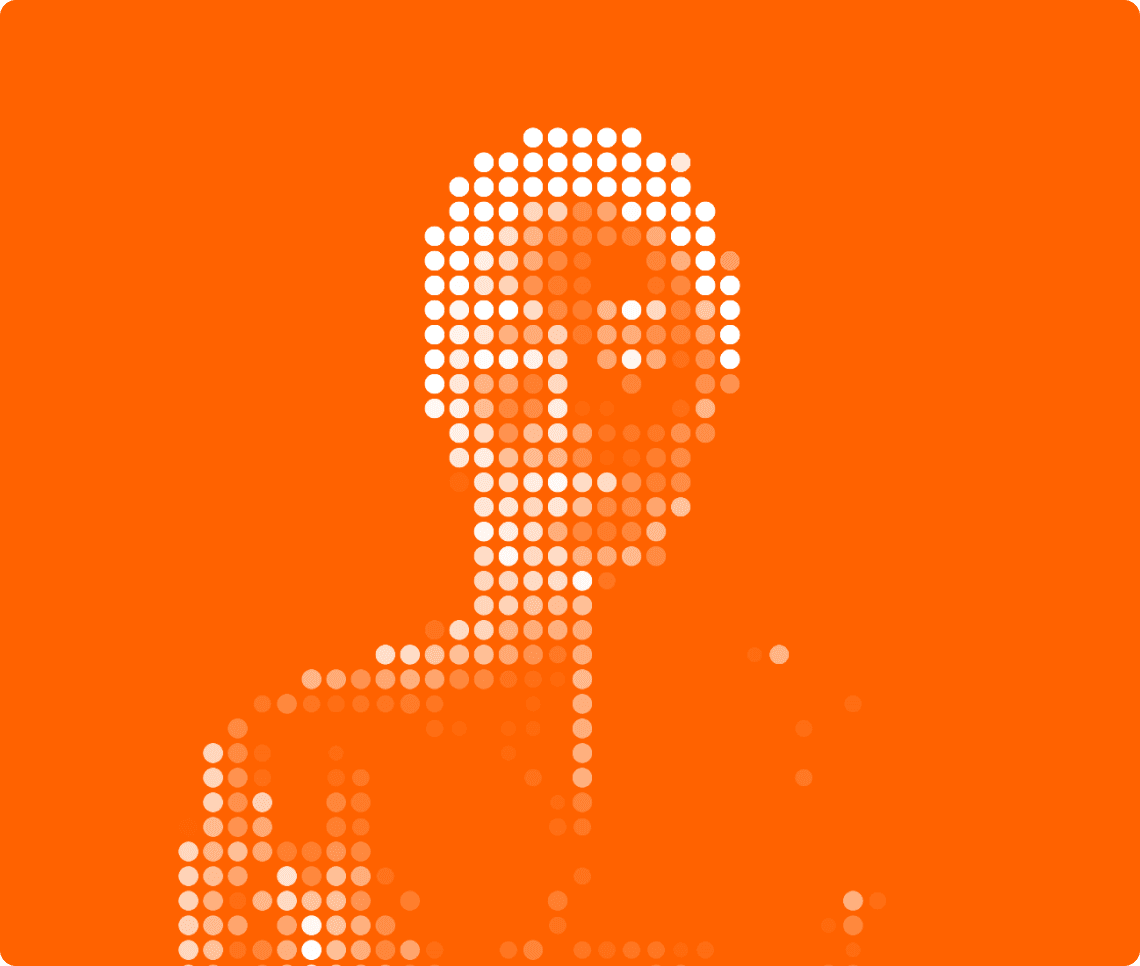 Half tone shader applied to an avatar in orange