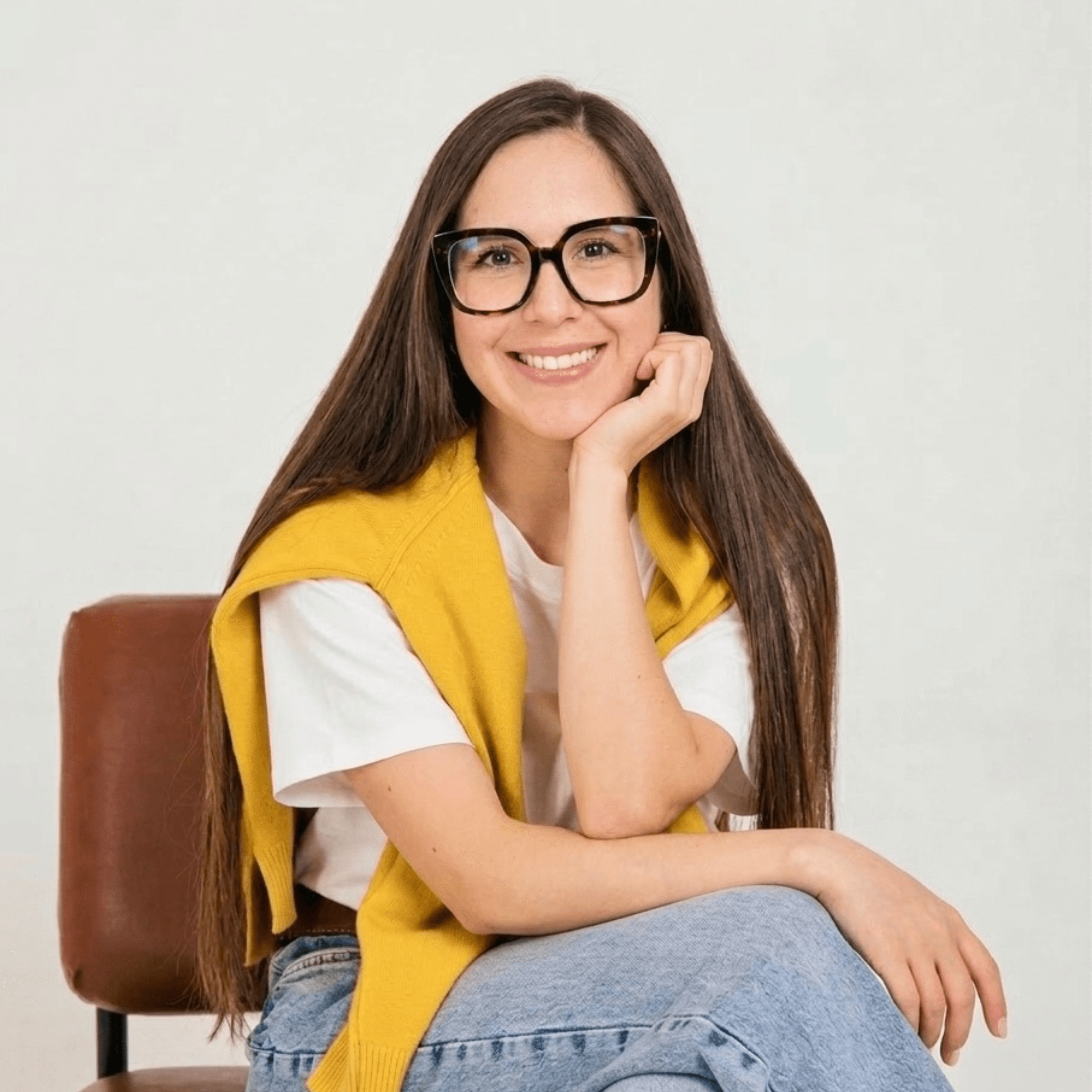 Cheerful woman at desk