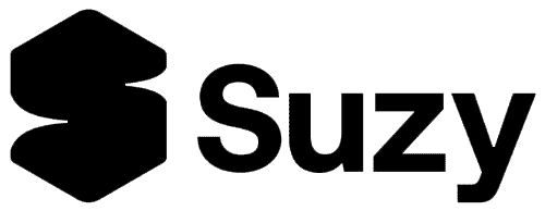 Suzy logo wordmark in black.