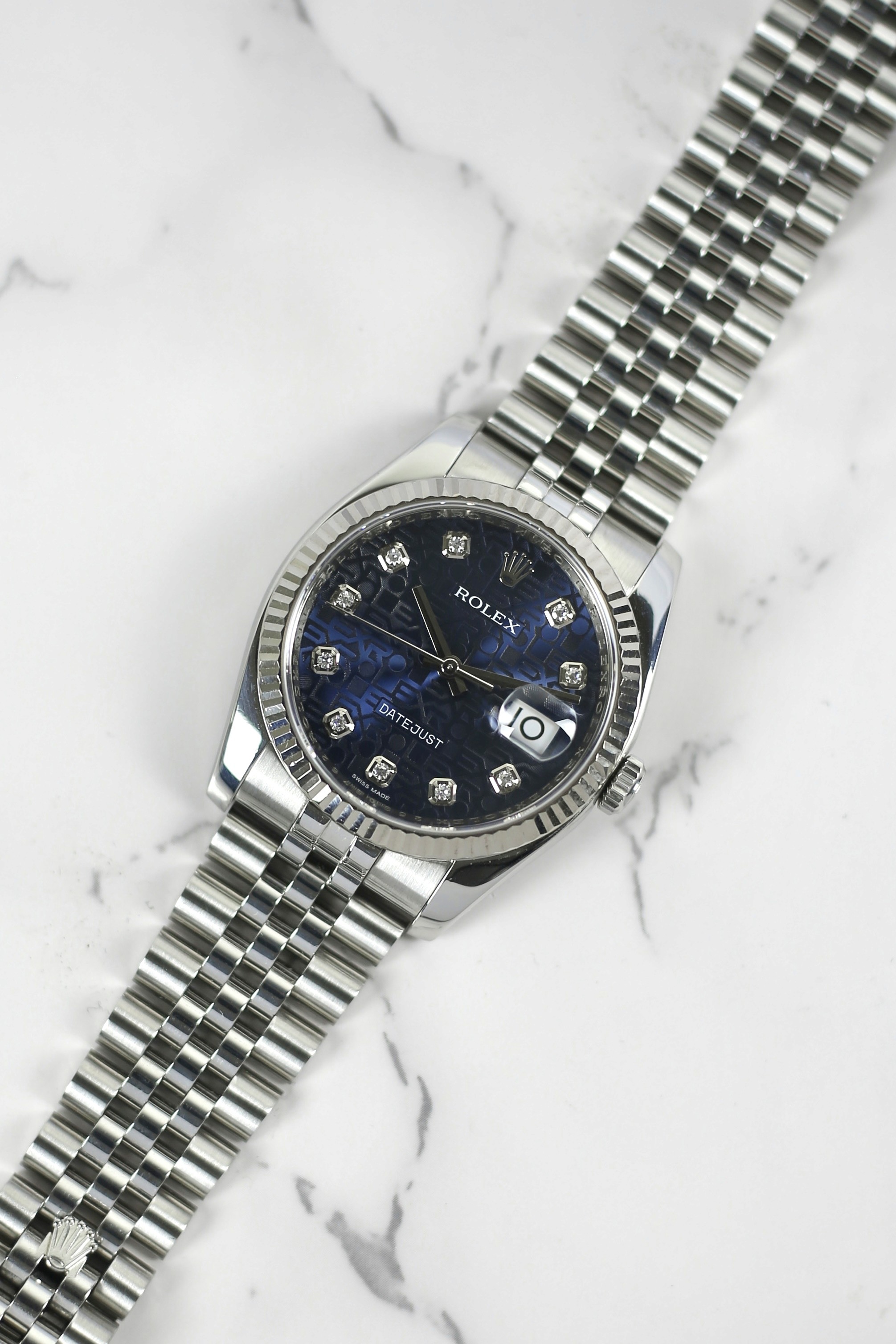 DATEJUST BLUE ANNIVERSARY DIAMOND 18K WHITE GOLD BEZEL