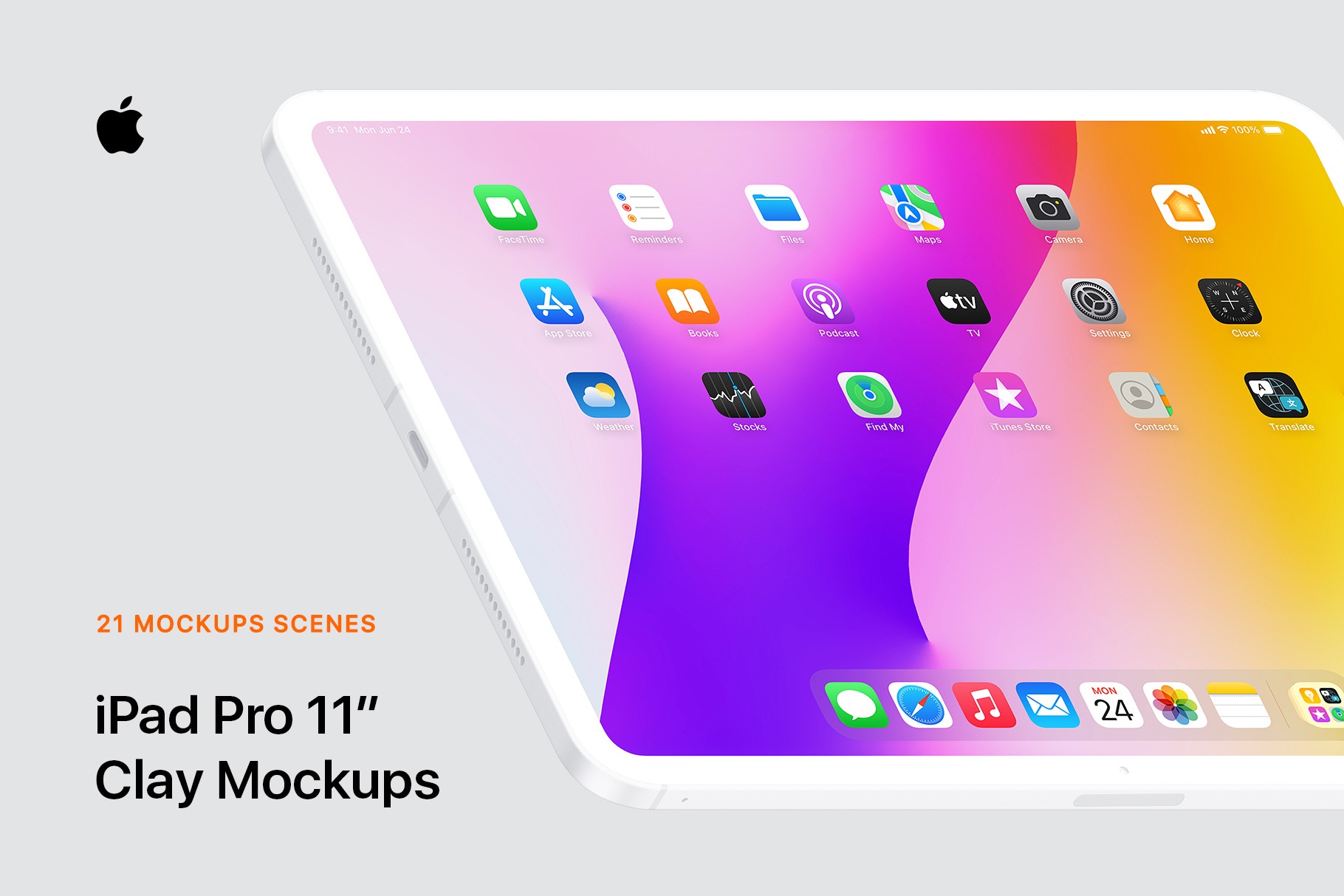 iPad Pro 11-inch - 21 Clay Mockup Scenes showcasing high-quality, customizable clay-style iPad Pro mockups.