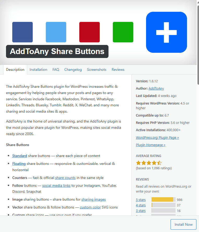 addtoany share buttons plugin