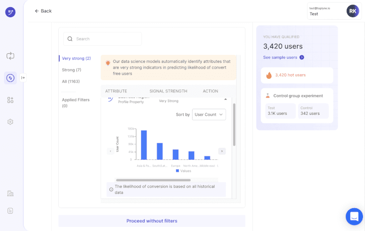 You can also segment your leads according to attributes and actions: