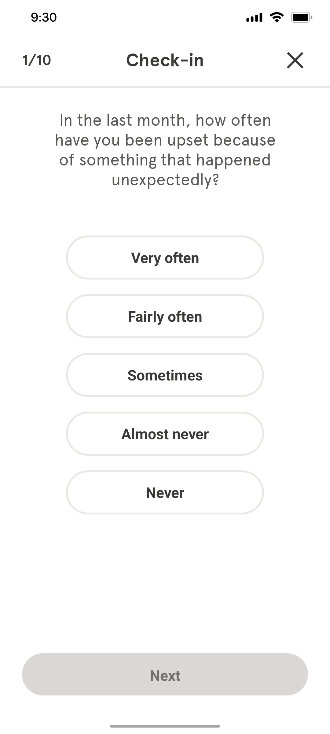 Headspace Check in 1 screen