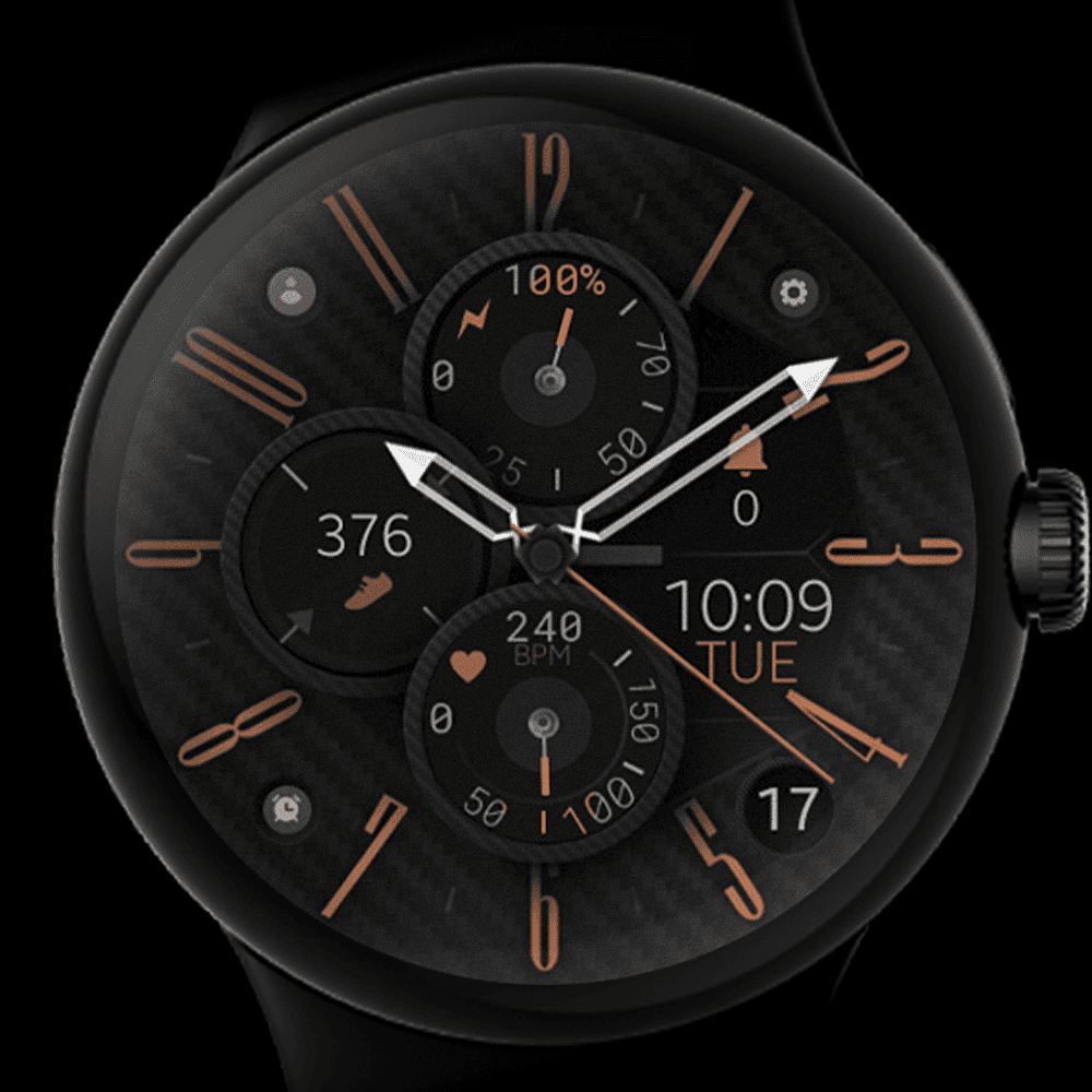 Pixel Watch displaying a hybrid watch face