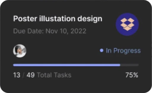 nebula financial components displaying task progress