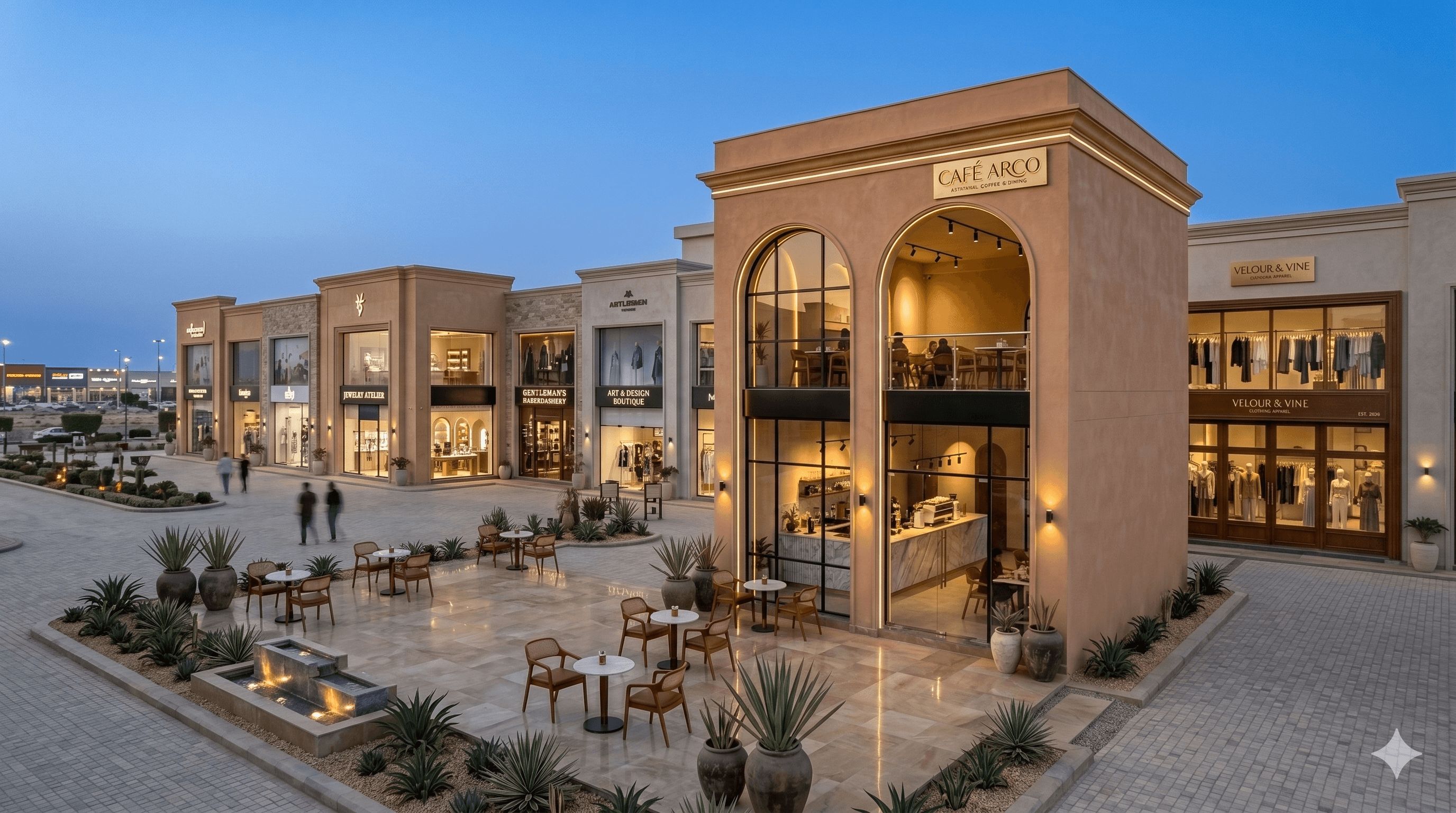 Grand Galleria Jaipur by Rankawat Group featuring premium retail shops, cafes, and modern commercial spaces with elegant architecture.