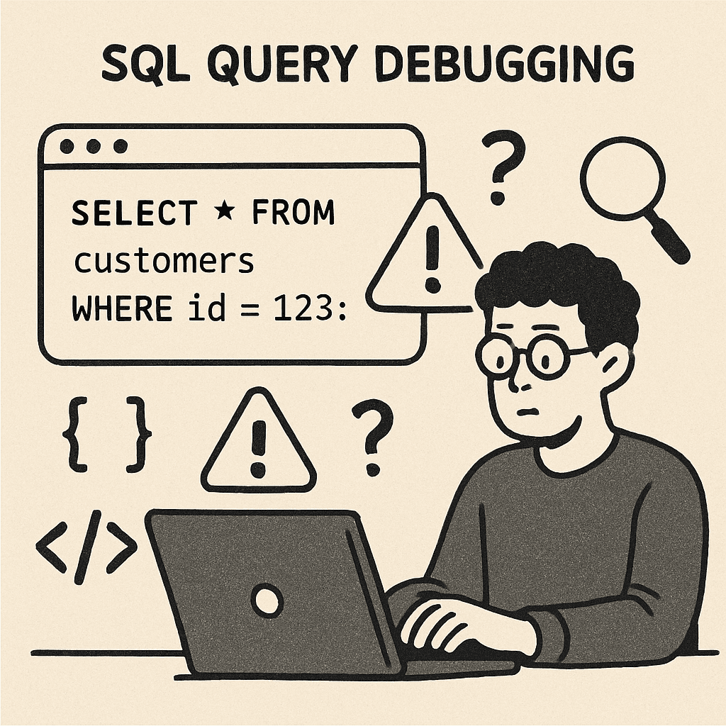 SQL query debugging illustration