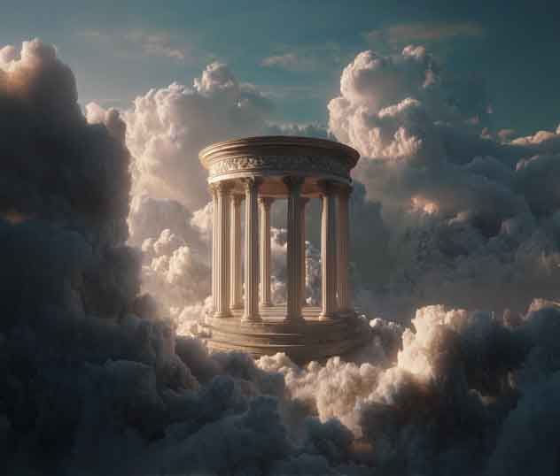 Temple image in the clouds