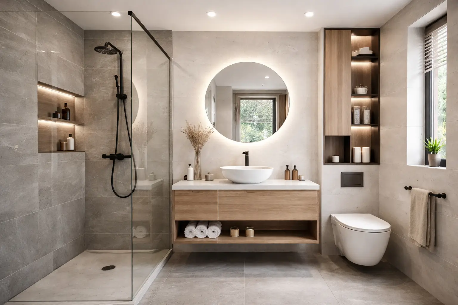 Σύγχρονη ανακαίνιση μπάνιου με μοντέρνο σχεδιασμό και καθαρές γραμμές από τη Design Chama