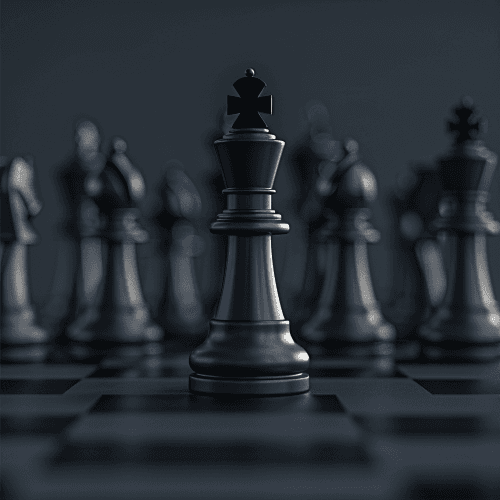 Ein Schachbrett mit dem Fokus auf die Königsfigur