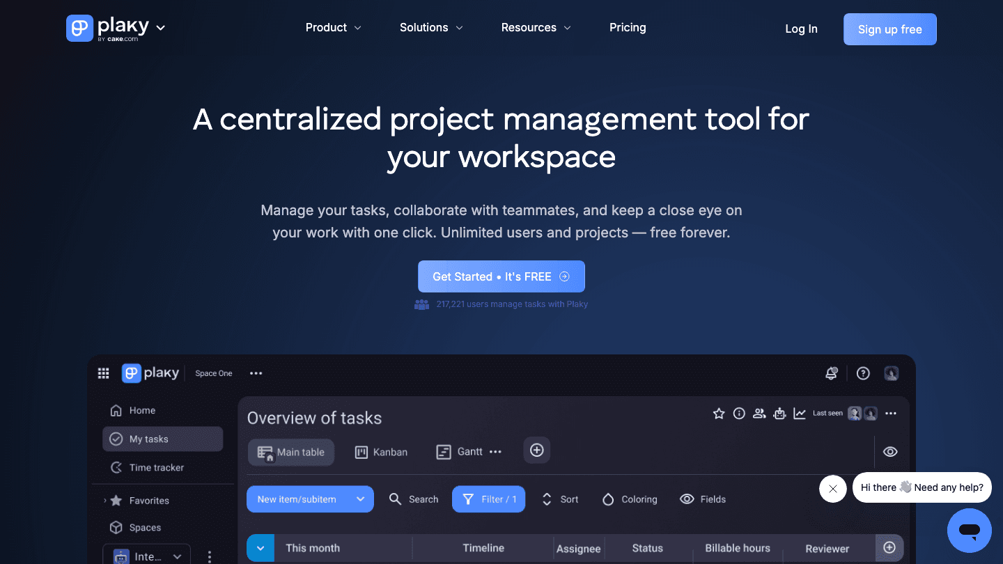 Plaky project management screenshot