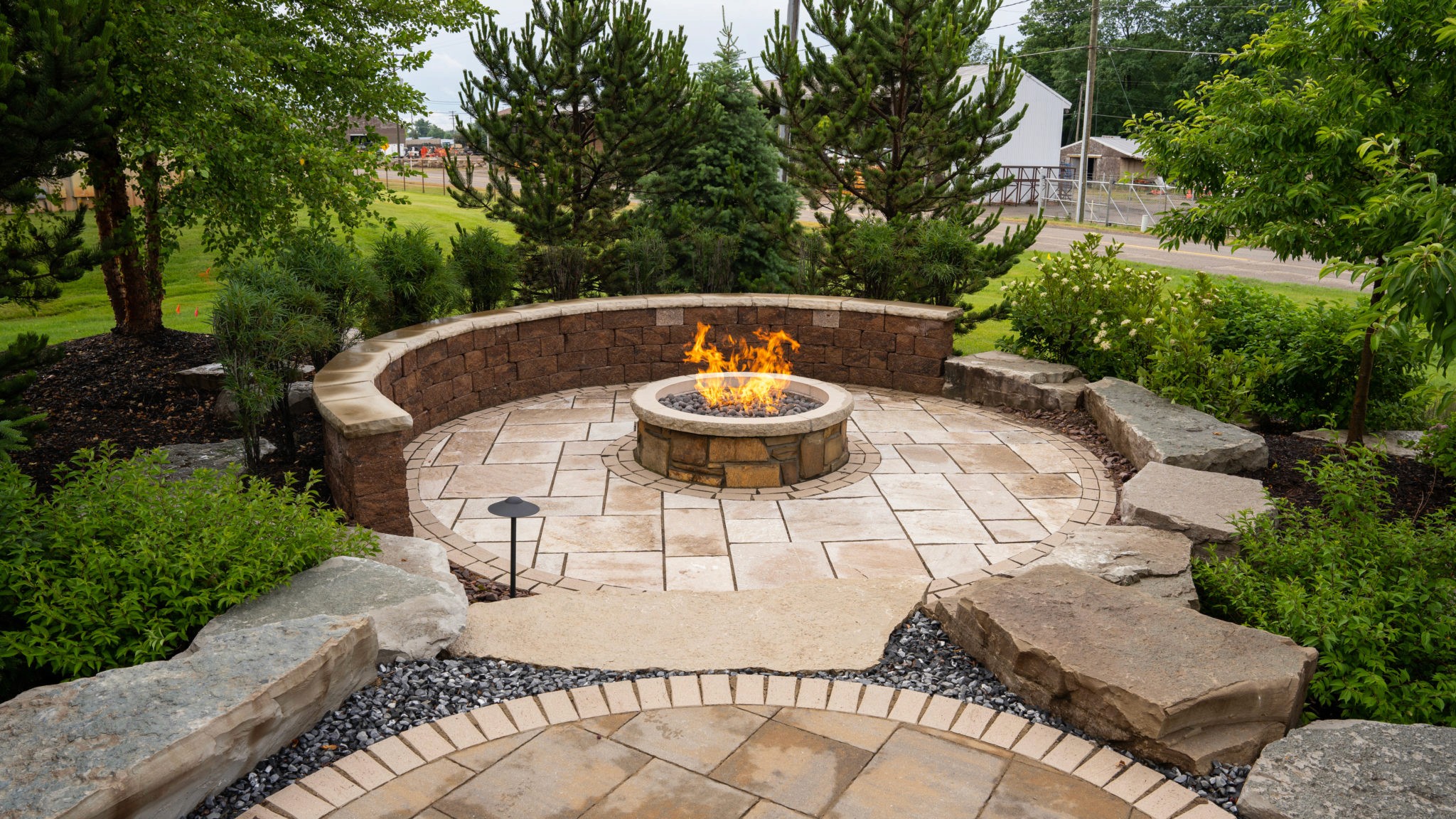 Firepit and wall