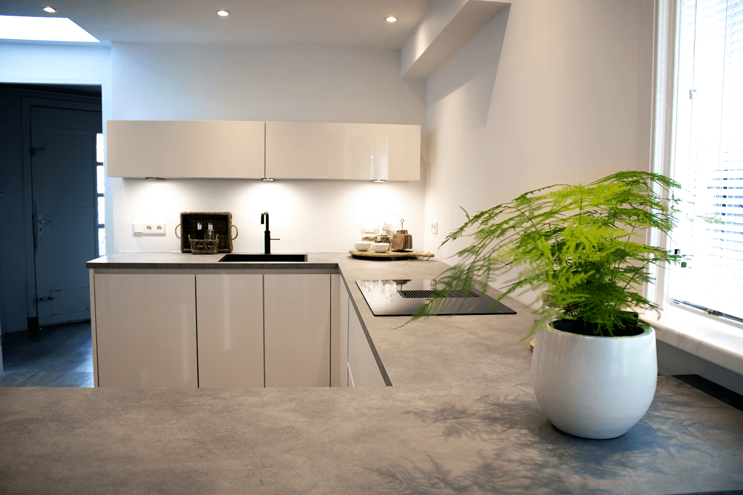 Donkere moderne keuken Keukenmontage Kort