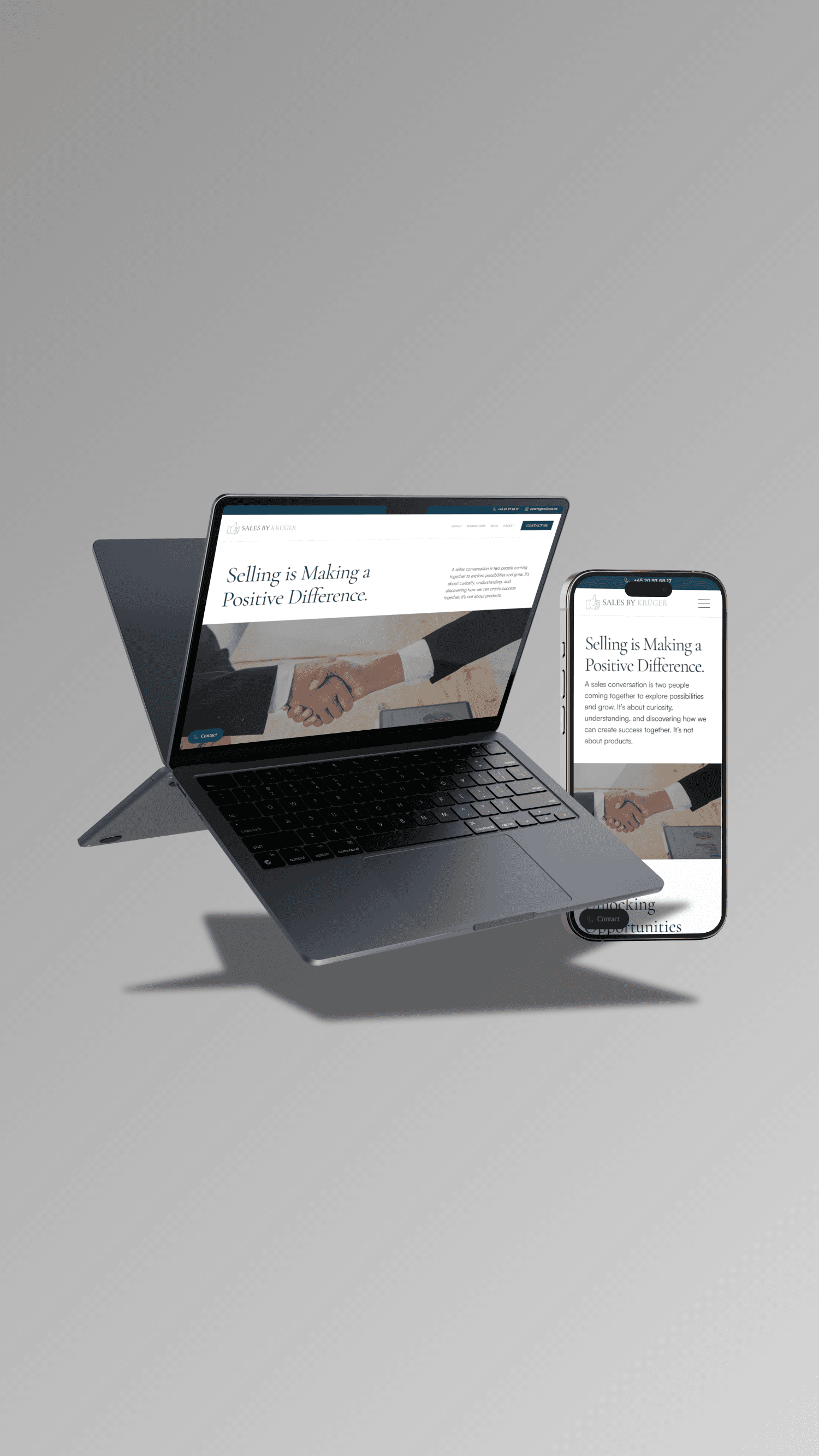 Mac and iPhone Mockup displays website made by Seoma