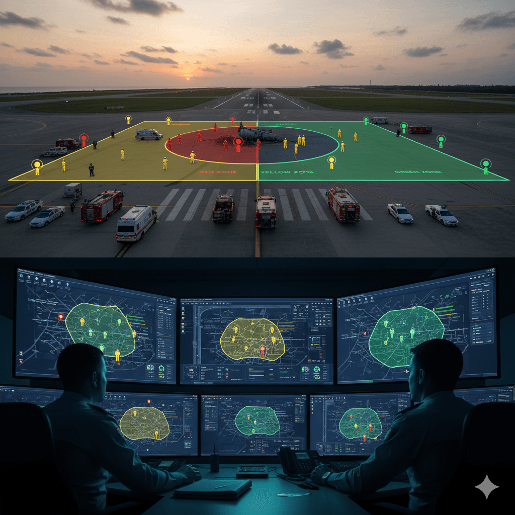Airport staff using Tyros® mobile app for operations, incident reporting, SOS alerts, and real-time tracking