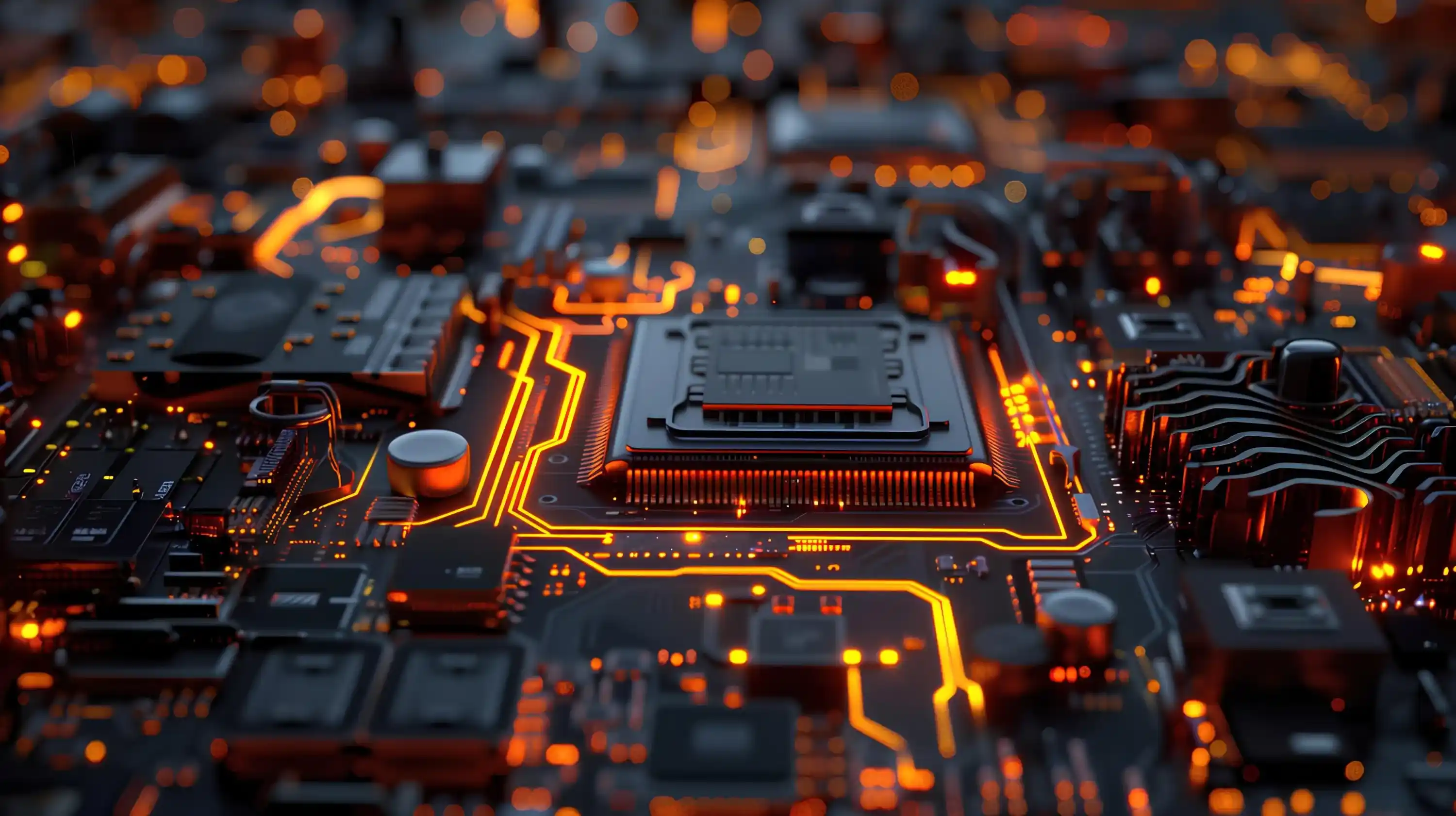 A close up of a computer circuit board