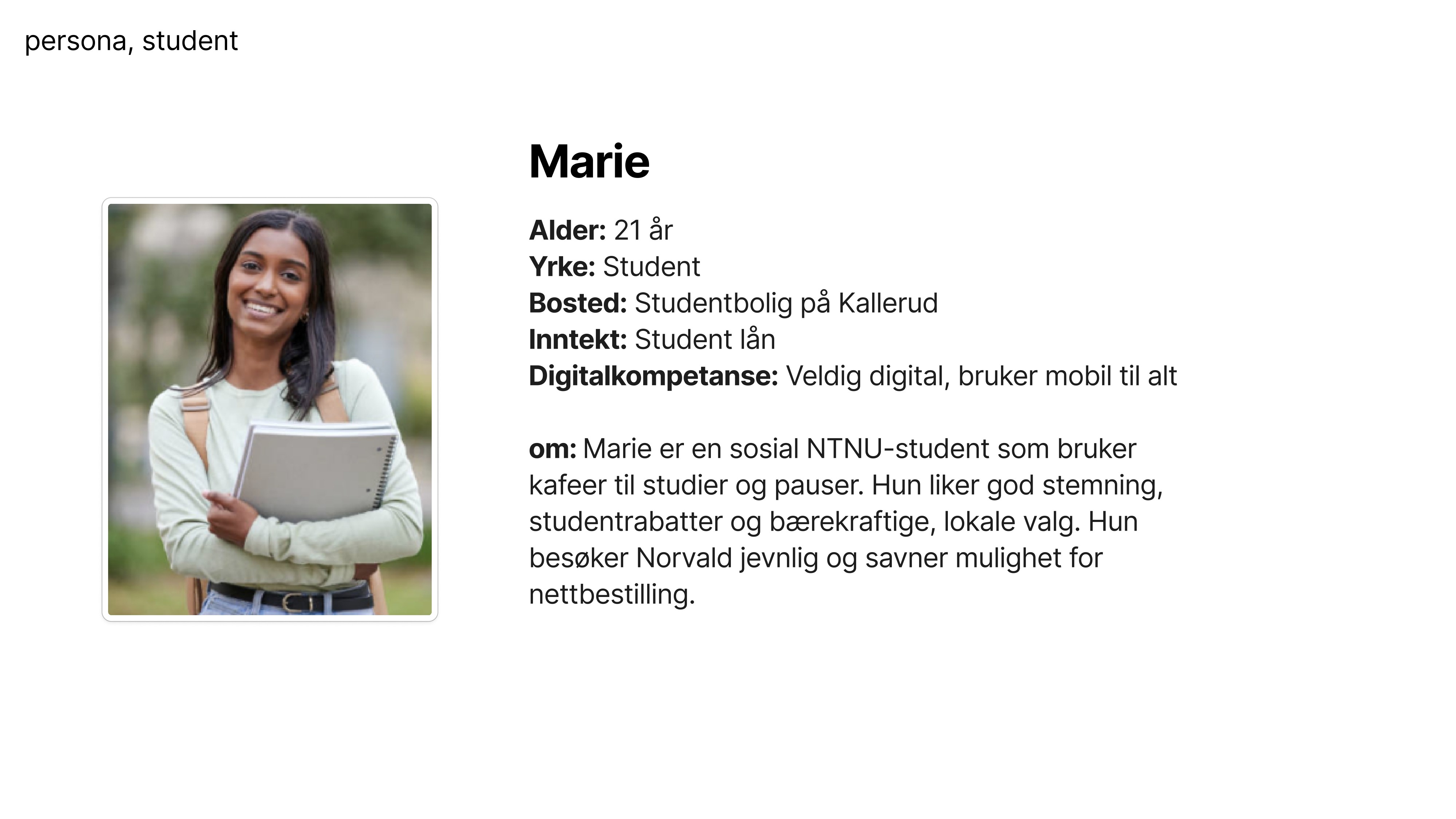 tjønnås personas marie student