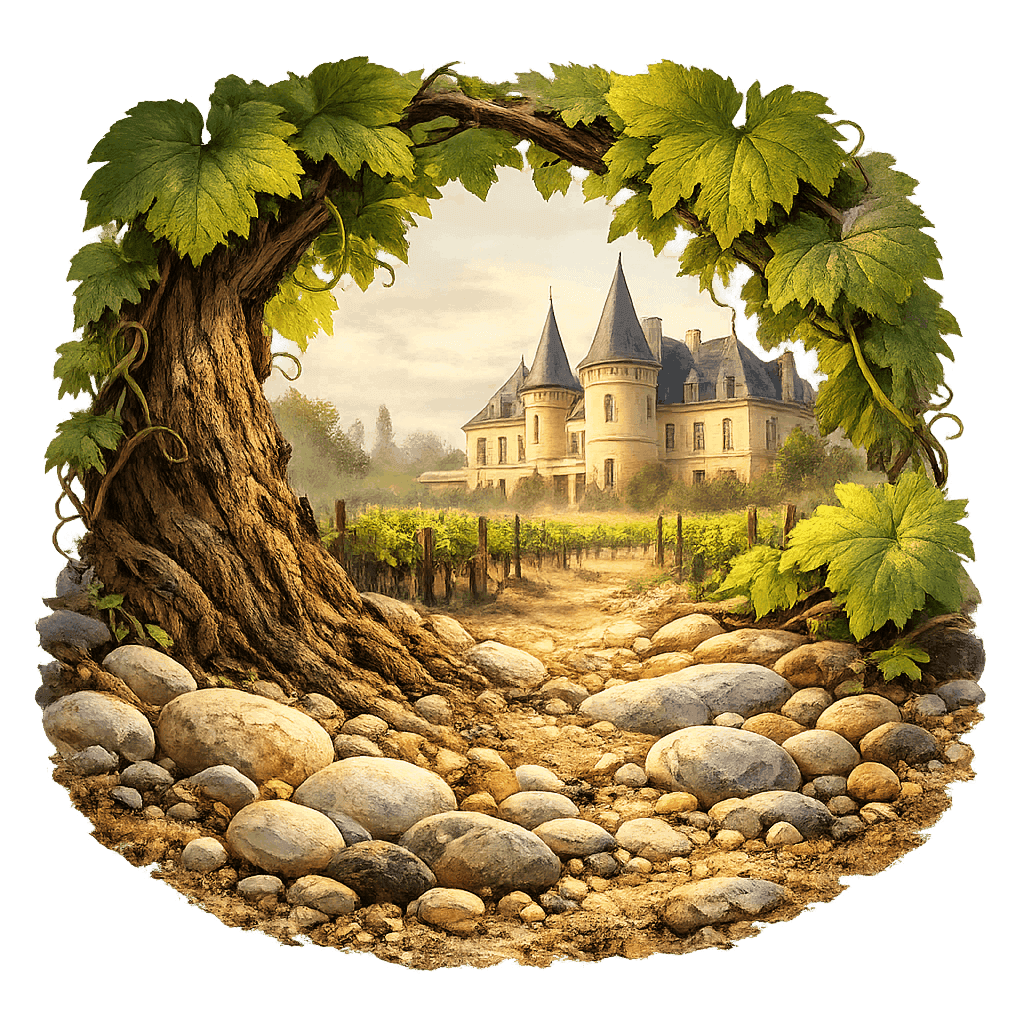 Detailed graphic of the Pessac-Léognan wine region.