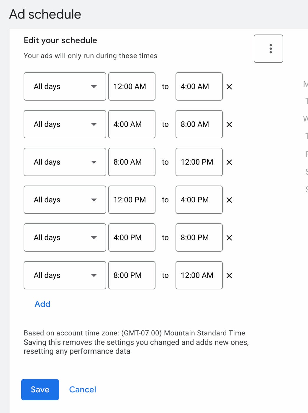 Google Ad's Ad Schedule