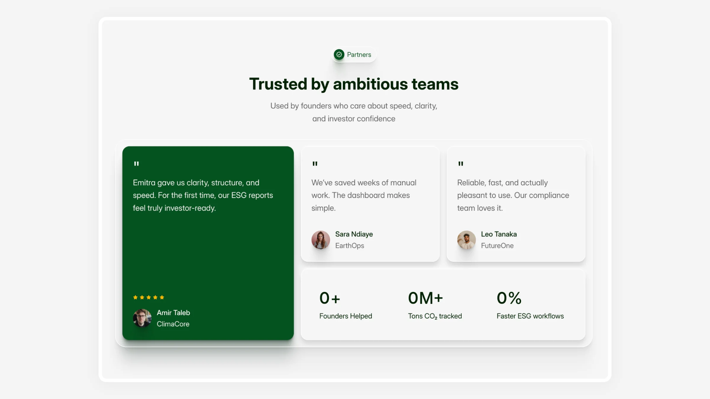 ESG and climate reporting website template — clean, data-focused layout by Luna UI Design Studio
