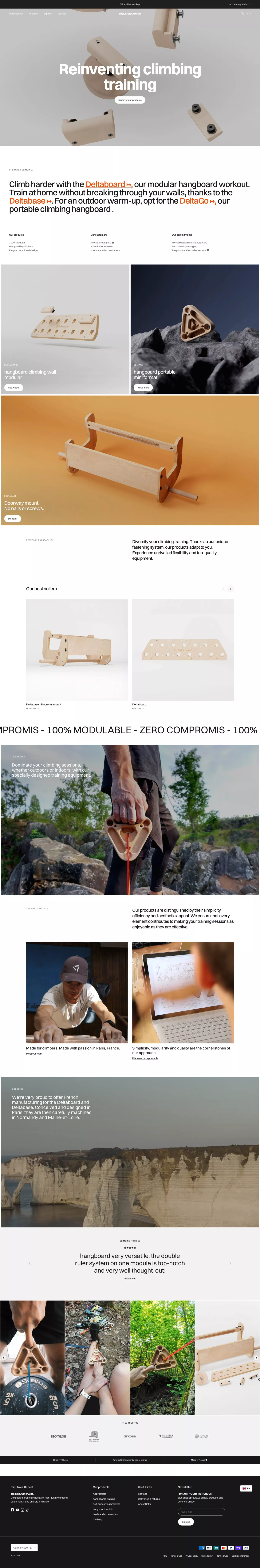 hangboards Climbing Training Without Dri ecommerce page screenshot showcasing Health & Fitness and Sport design