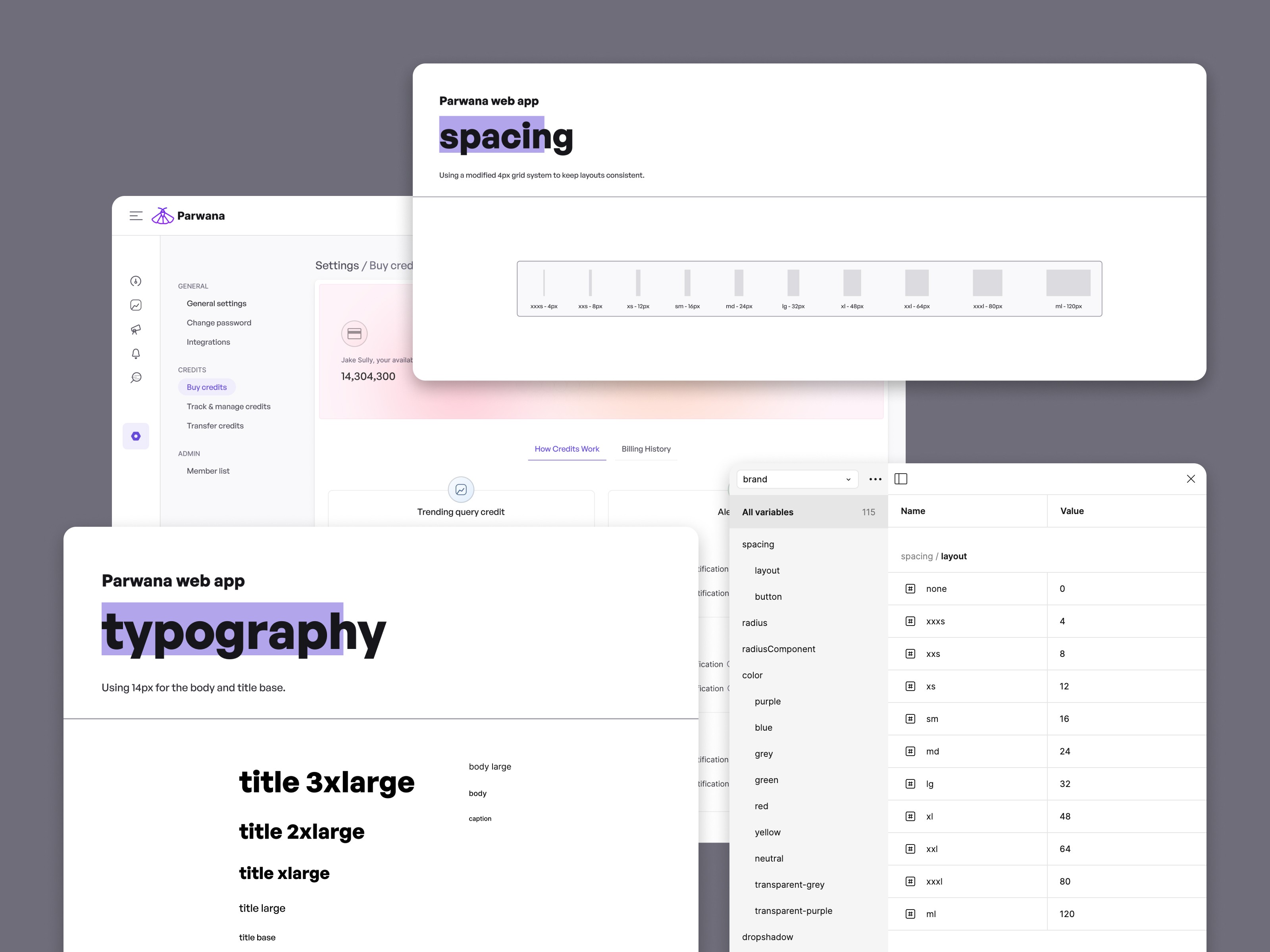 Parwana design system. Design system for a SaaS product. Design system kit