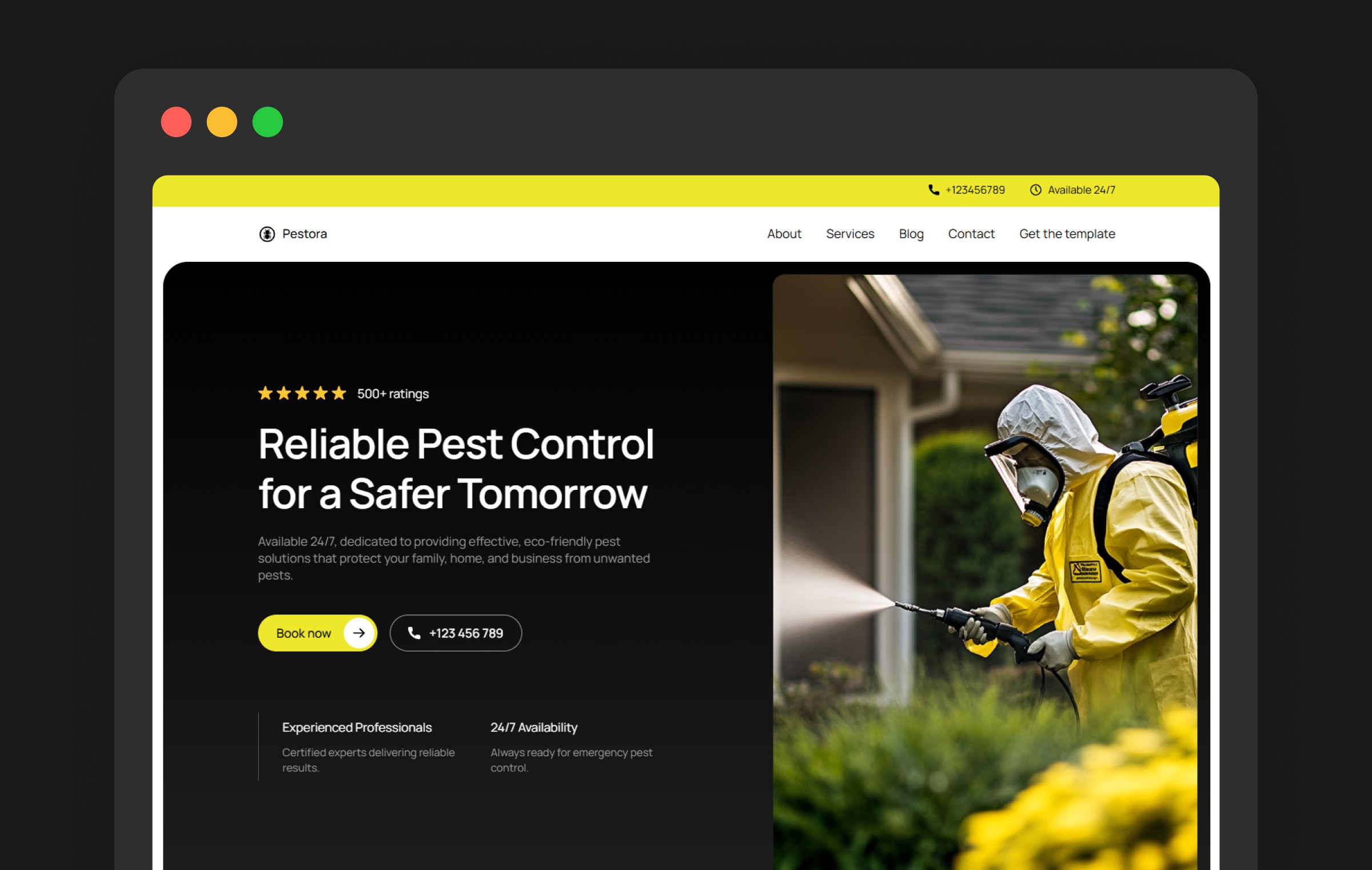 Pestora premium Framer pest control website template