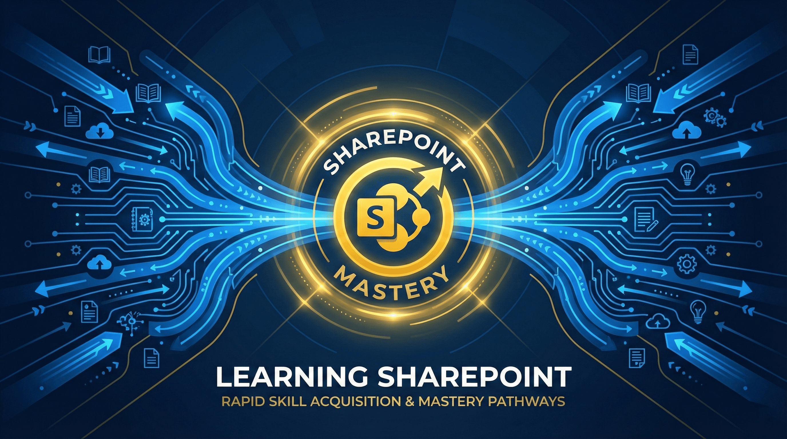 Learning SharePoint - learning & adaptation visualization with strategic blue and Michigan maize branding