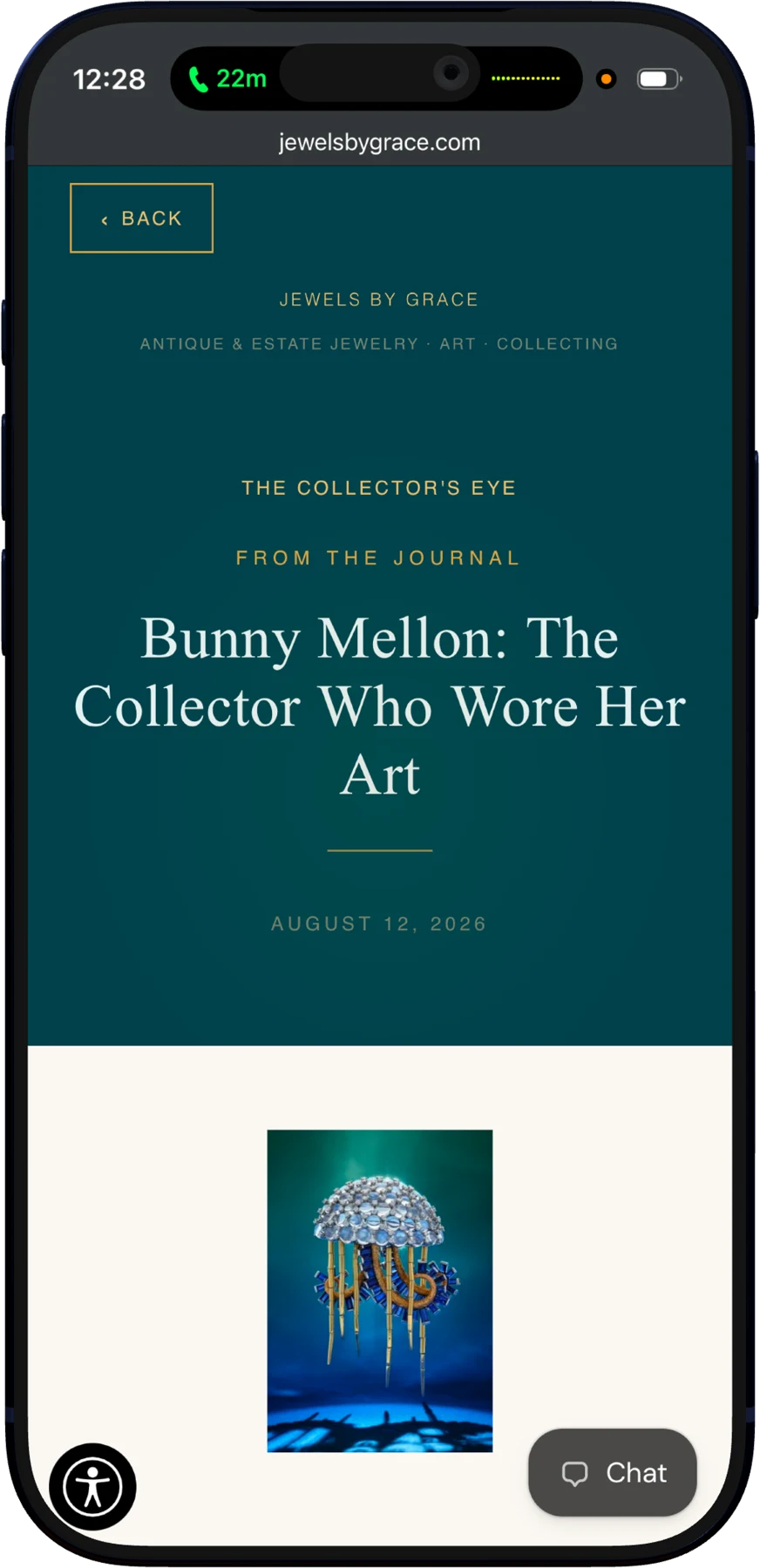 Bunny Mellon article template on mobile