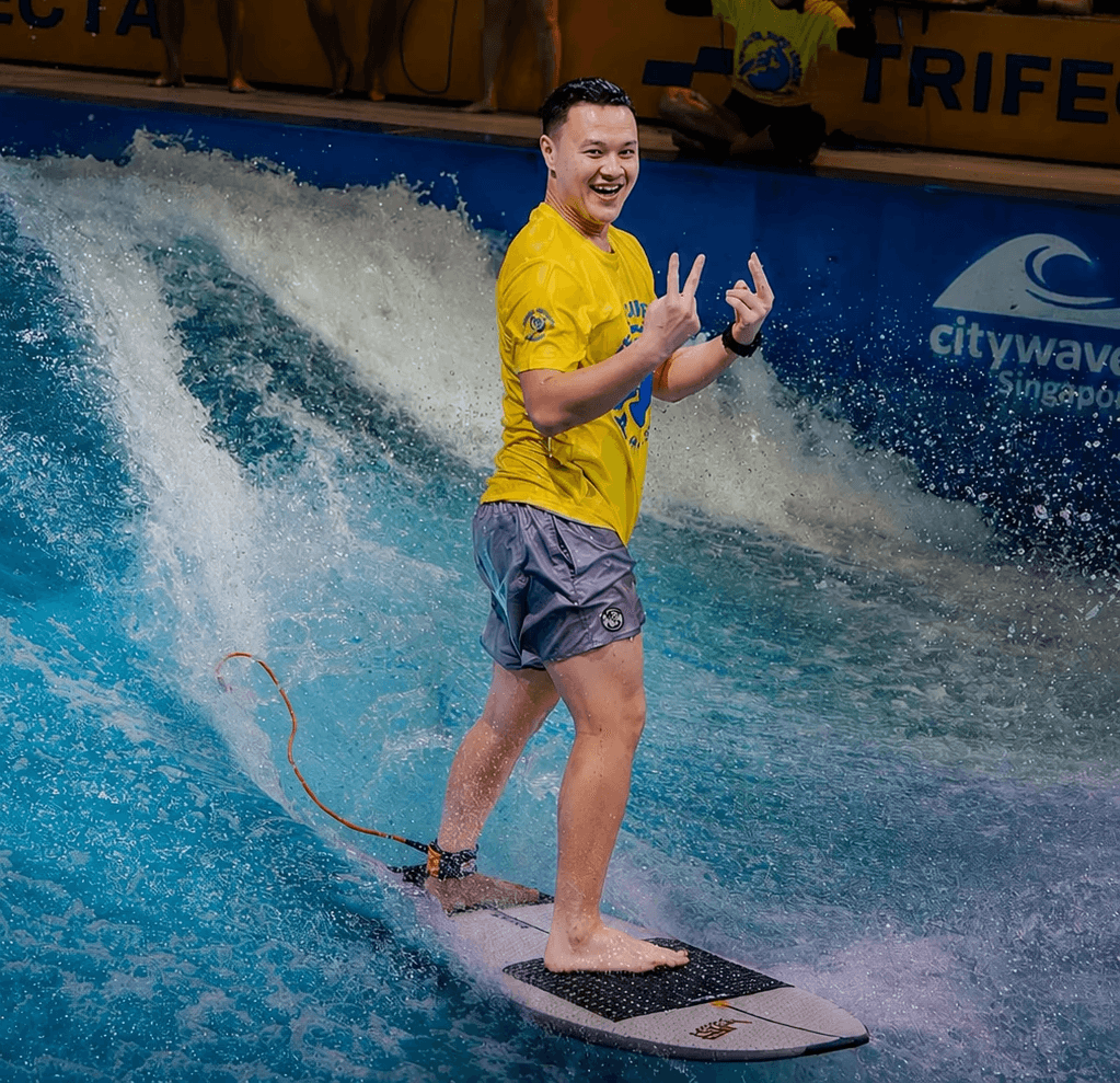 A man with surfboard