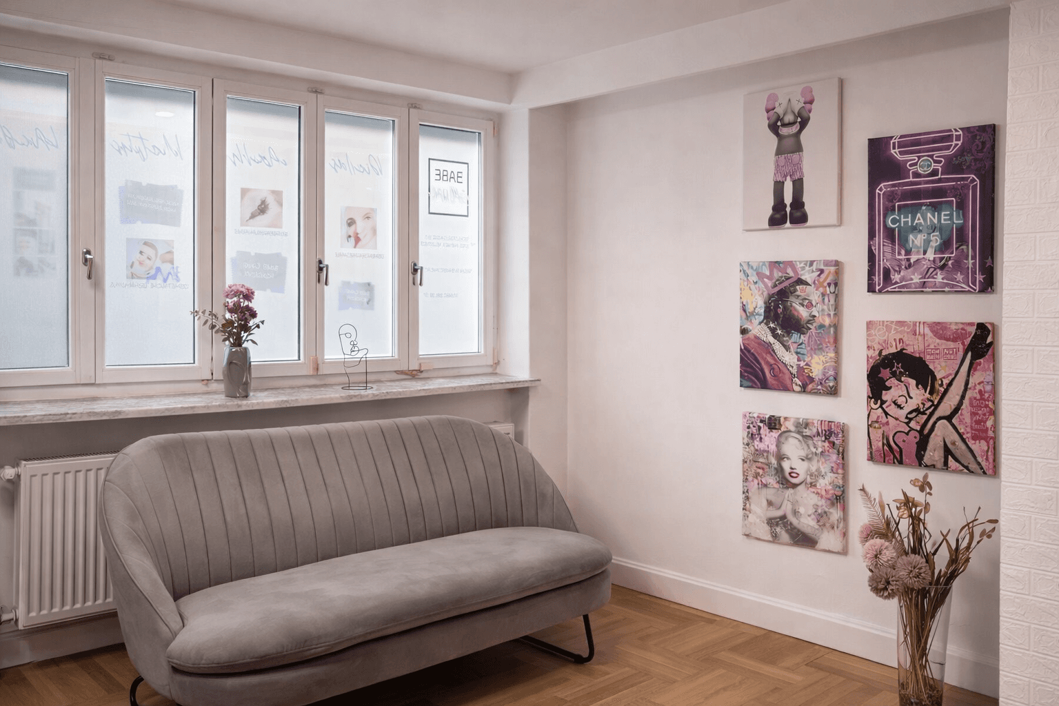 spa salon with black chairs