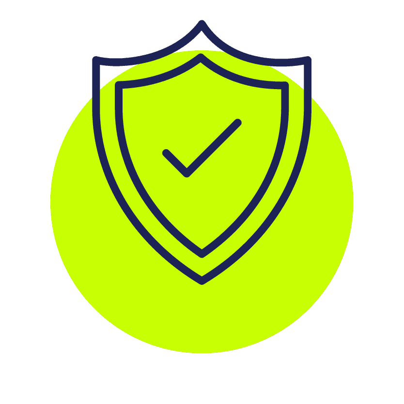 Icon of a shield with a tick symbol in the middle