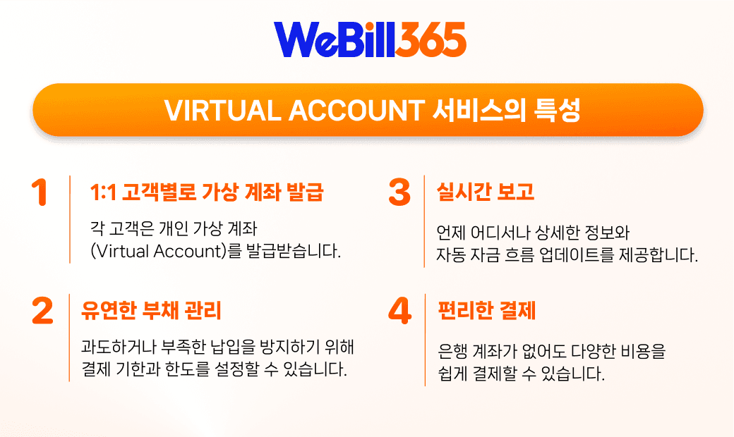 왜 WeBill365의 가상 계좌를 선택해야 하나요?