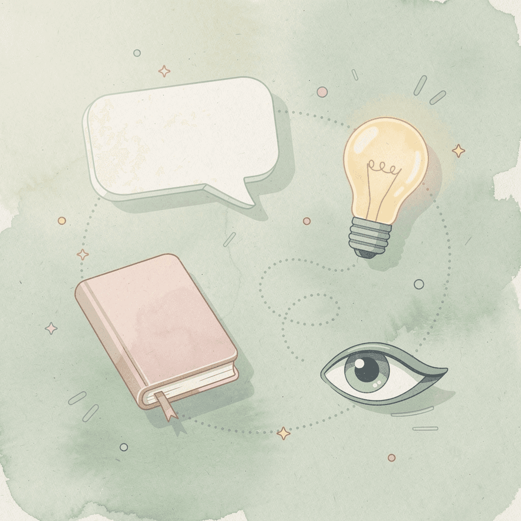 Scattered elements representing student fragmentation and disorganization