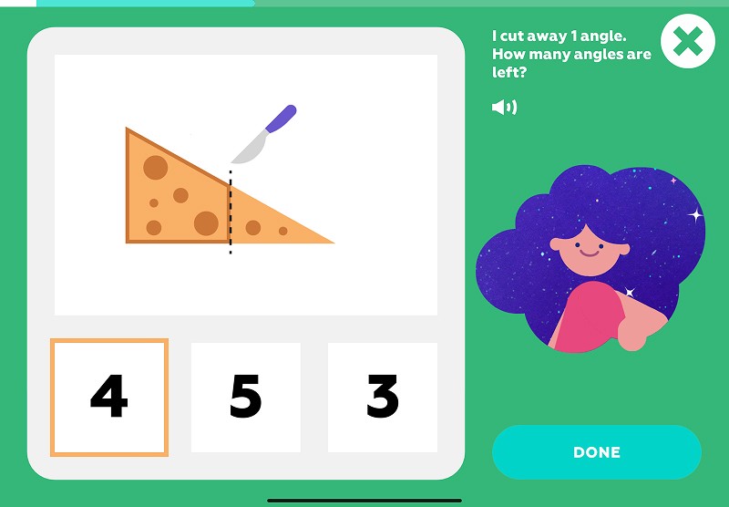 Angles: count how many angles remain after cutting off one corner