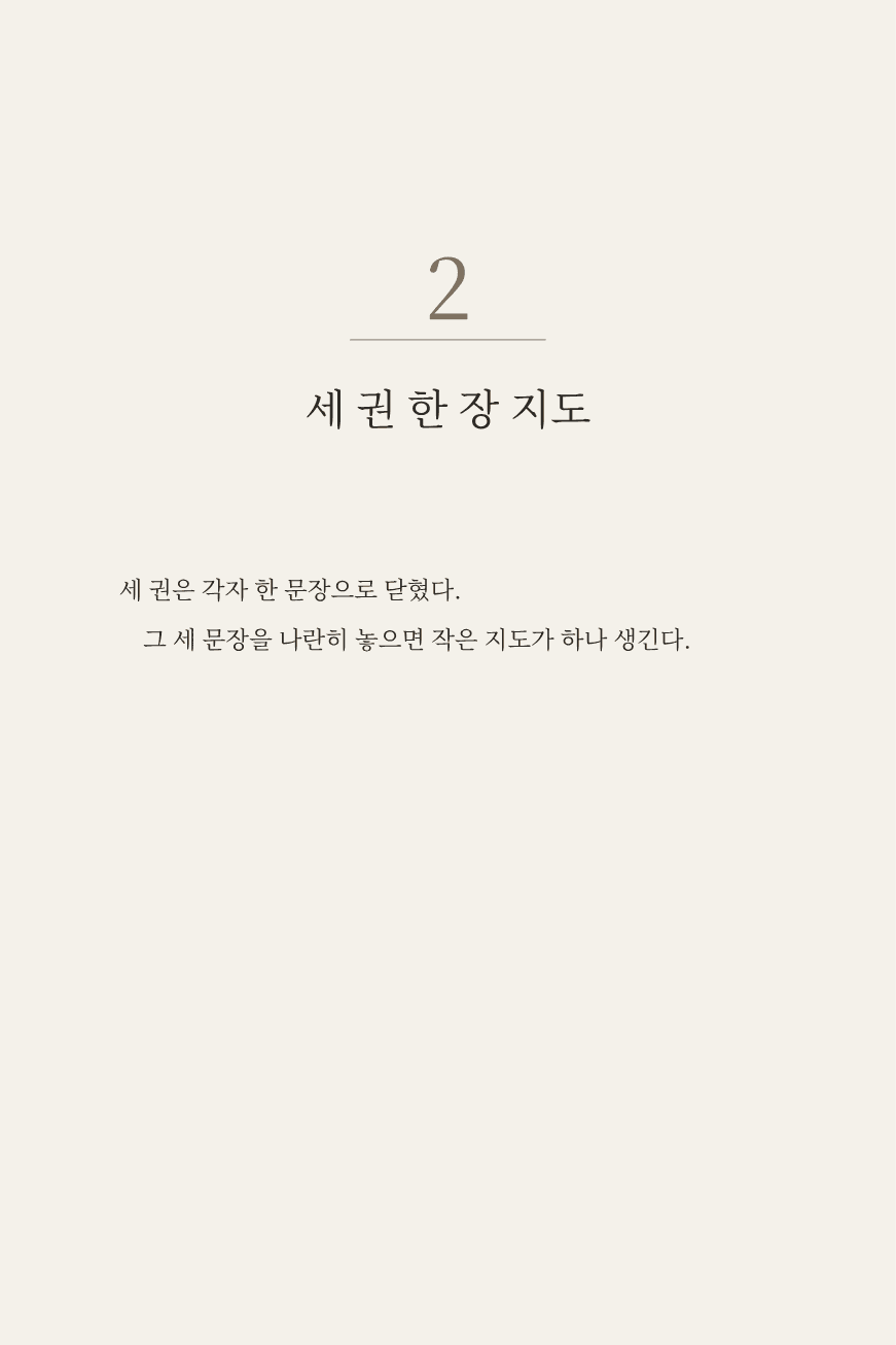 세 권이 남긴 세 문장을 한 장에 놓은 지도 펼침면