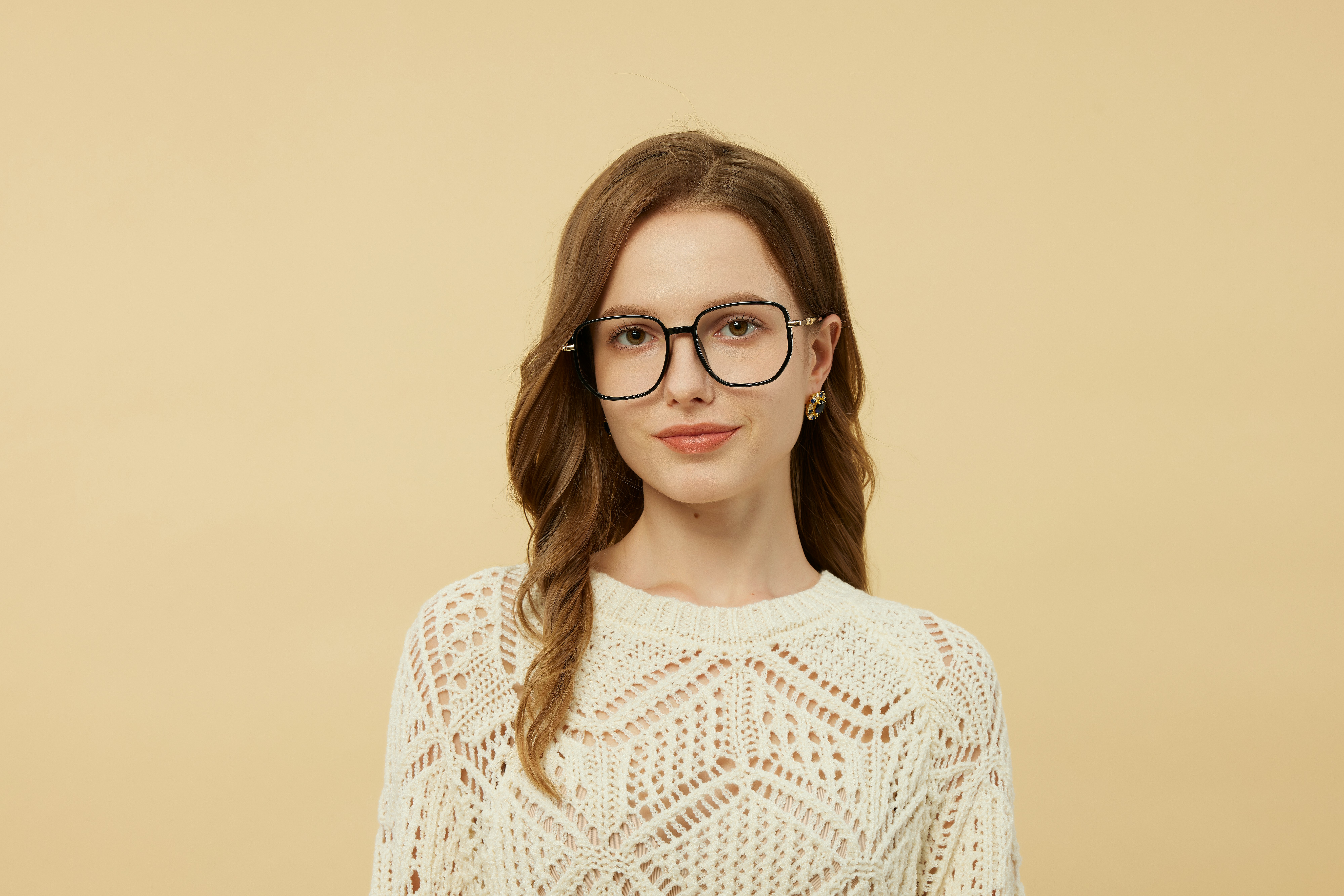 woman wearing black framed eyeglasses