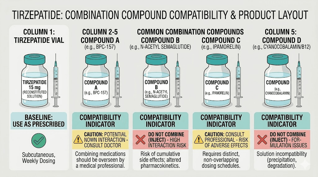 Tirzepatide 60 mg common compound combinations compatibility chart