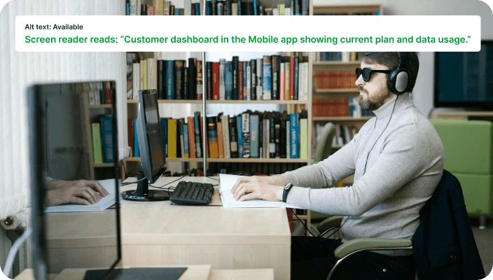 Close-up of a screen reader caption showing correct alt text, highlighting why accurate descriptions matter.