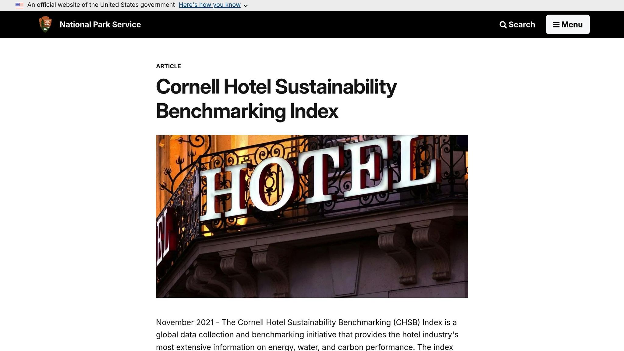 Cornell Hotel Sustainability Benchmarking Index