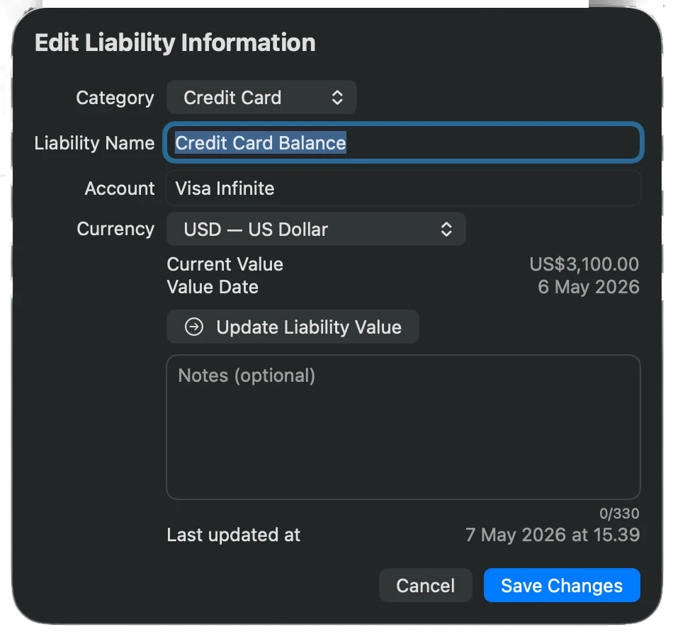 Edit Liability Information