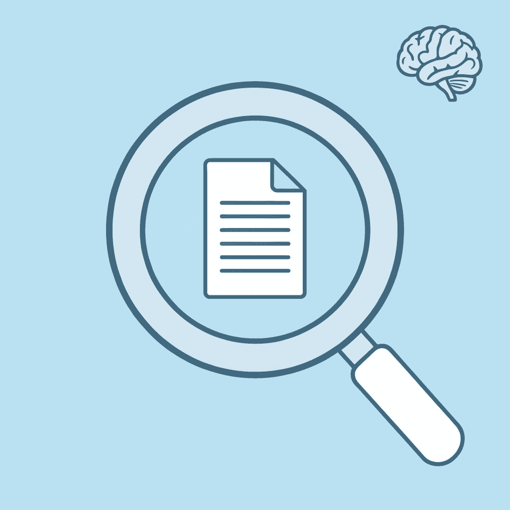 Magnifying glass highlighting the mental context-switching burden of traditional document review