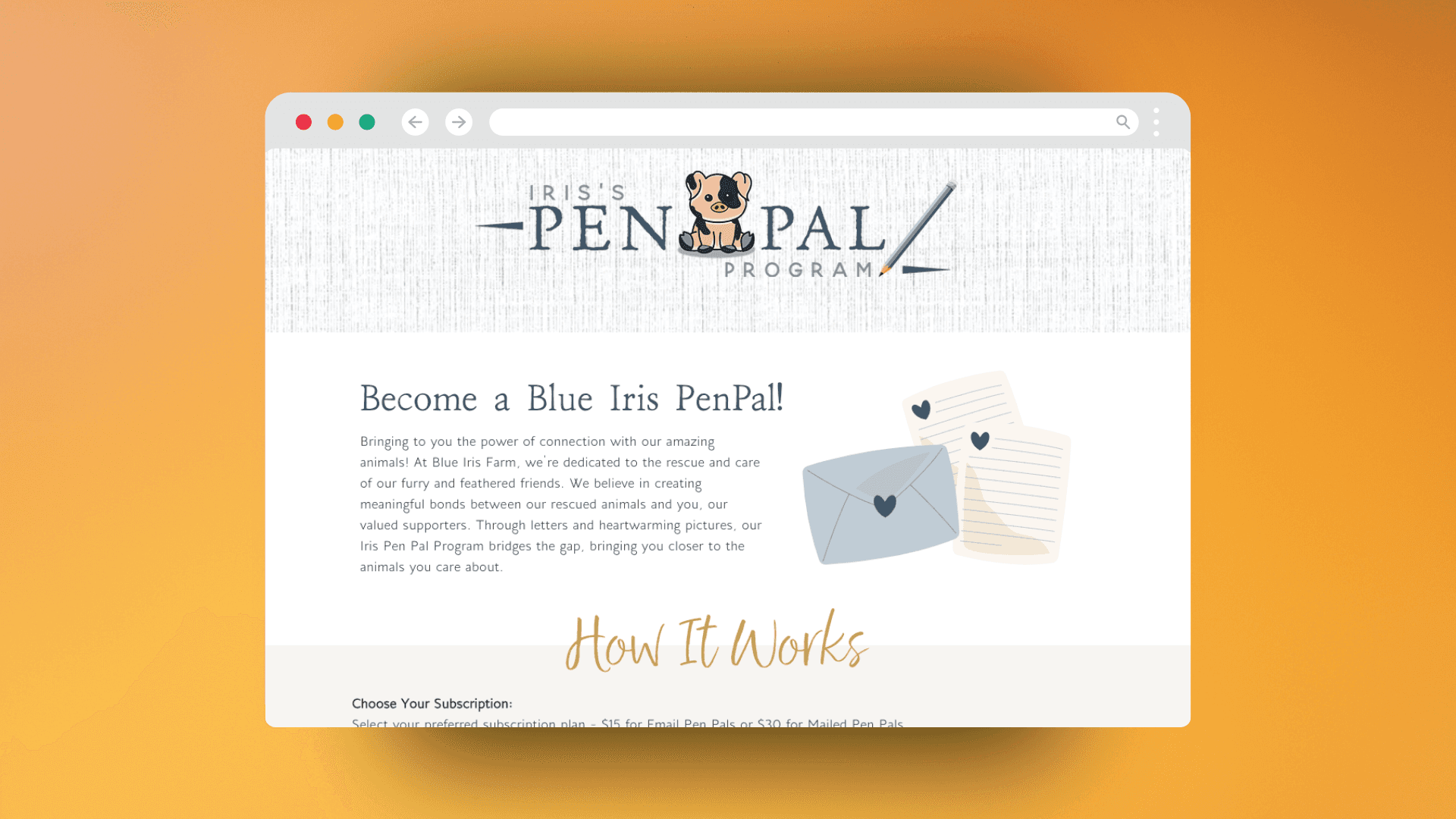 Blue Iris Farm Pen Pal program design