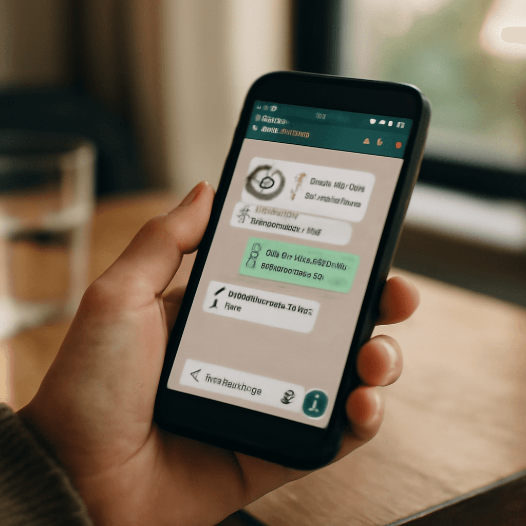 AI assistant providing support through WhatsApp on a smartphone