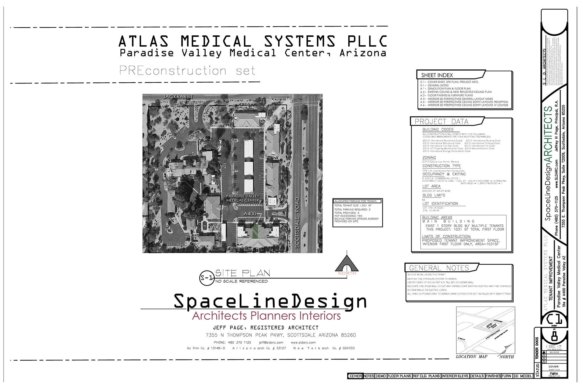 Site plan for Paradise Valley Medical Center by SpaceLineDesign (SLD Architects).
