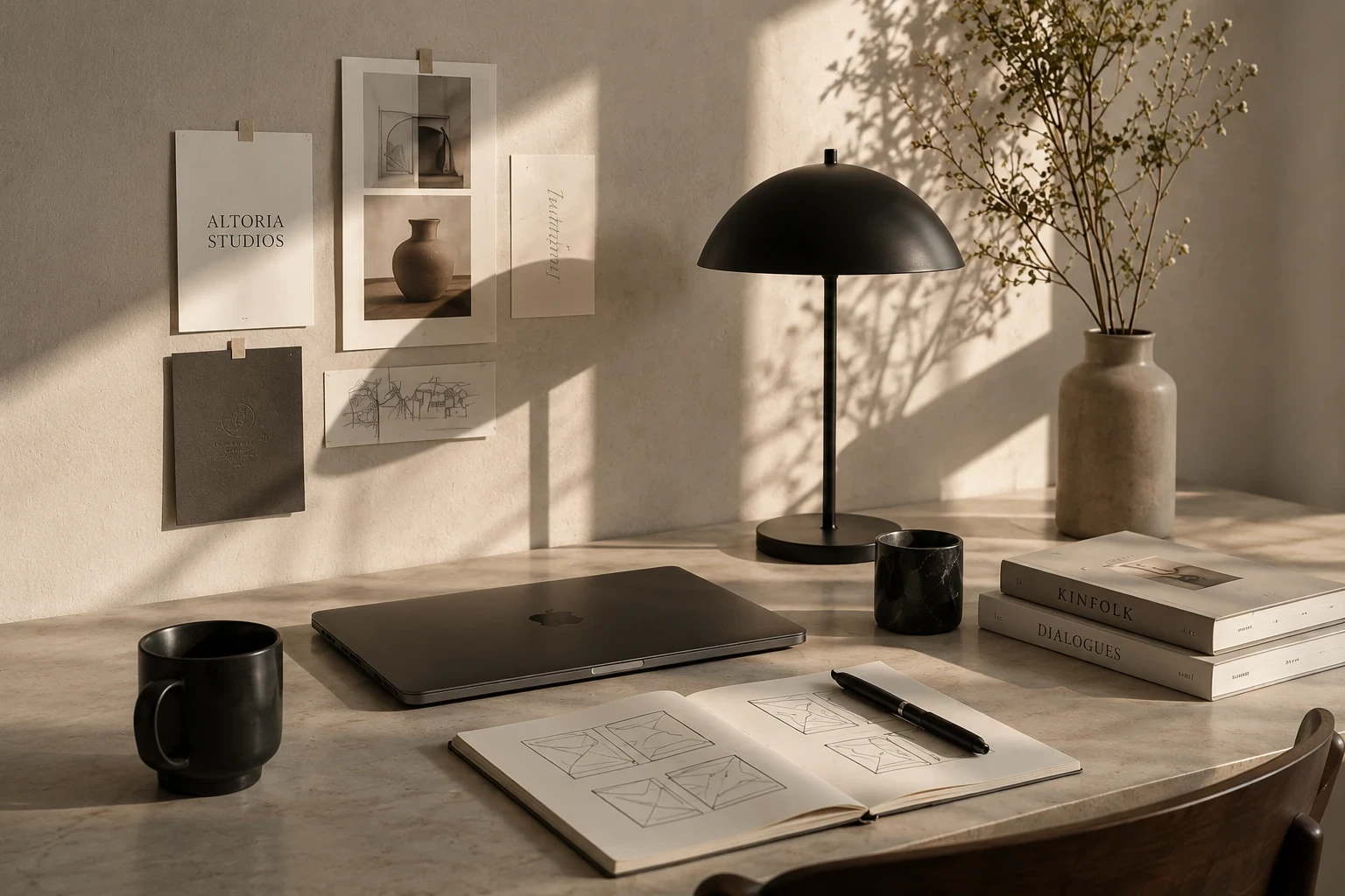 Minimal studio environment representing thoughtful web design and creativity