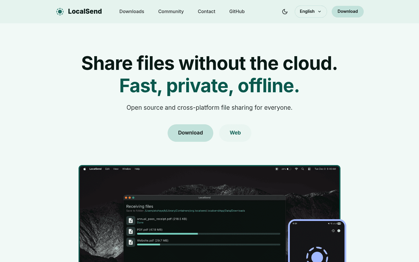 LocalSend homepage screenshot