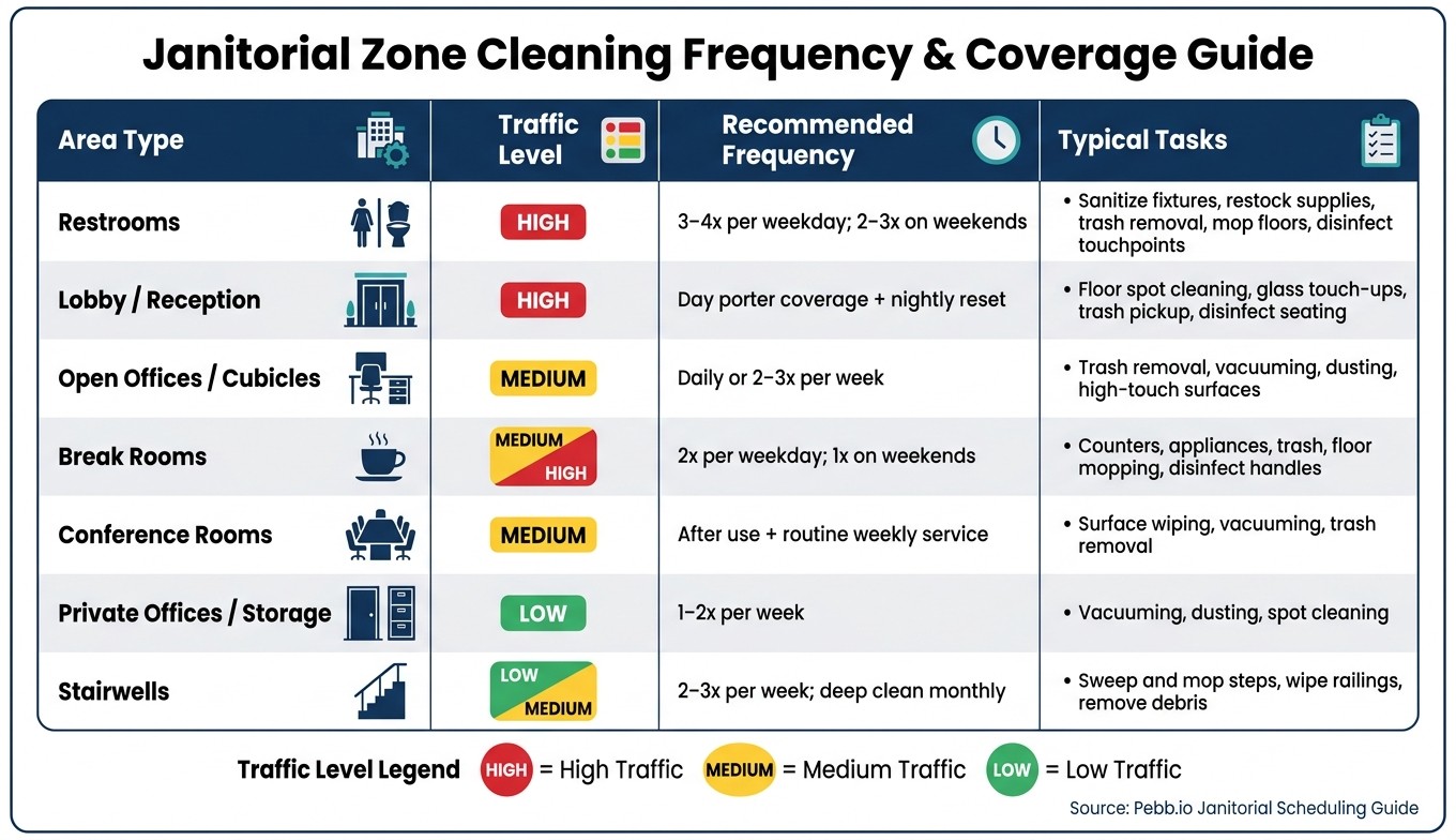 Janitorial Zone Cleaning Frequency & Coverage Guide
